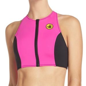 Body Glove Hot Pink Call Me Zip Bikini Top